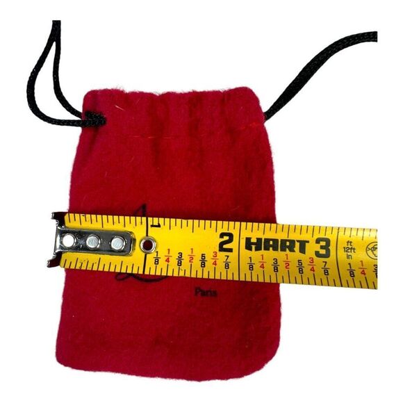 Christian Louboutin Red Velvet Drawstring Pouch Bag With Brown Studs For Jewelry - Picture 4 of 6